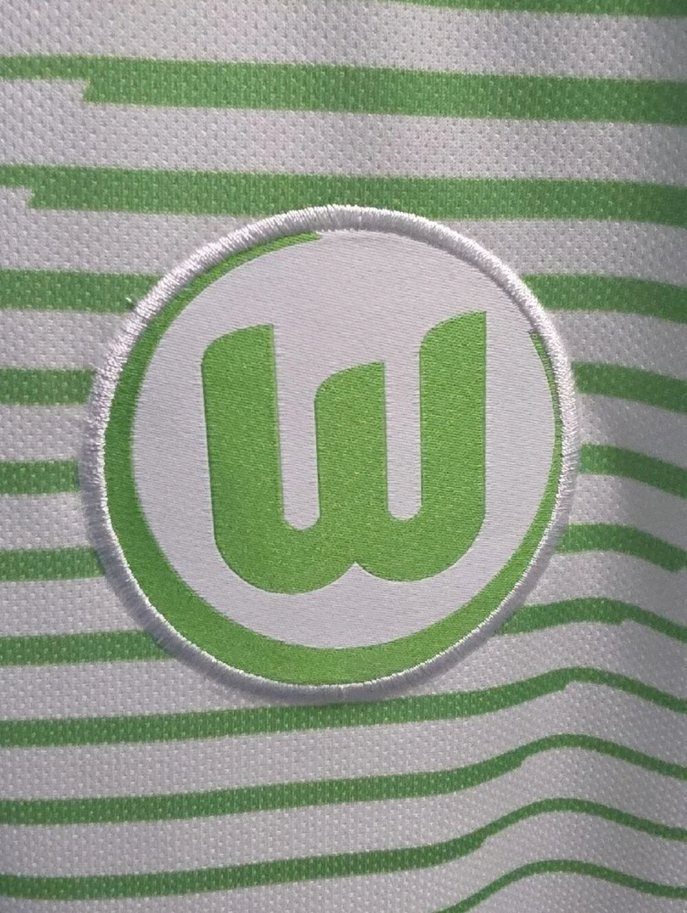 Nike VfL Wolfsburg Striped Soccer Jersey - Lime Green & White with Blue Accents - Picture 2 of 10